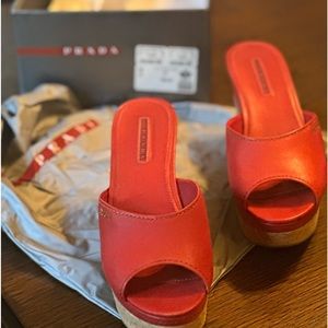 Prada leather and cork sandals, size 8.5, barely used